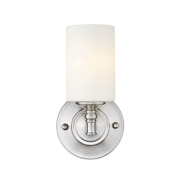 Cannondale 1 Light Wall Sconce, Brushed Nickel & Matte Opal